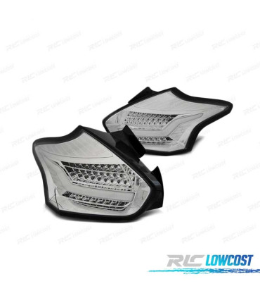 PILOTOS LED BAR CROMADOS PARA FORD FOCUS 3 HATCHBACK 15-18 INTERMITENTE LED DINAMICO