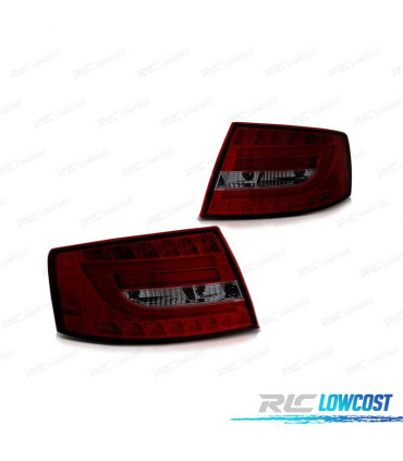 PILOTOS LED BAR ROJO AUDI A6 C6 SEDAN 04-08 AHUMADO 6 PINS