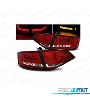 PILOTOS AUDI A4 B8 07-11 LIGHT BAR ROJO CROMO
