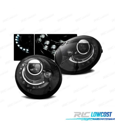 FAROS VOLKSWAGEN VW BEETLE 98-05 LUZ DIURNA FONDO NEGRO