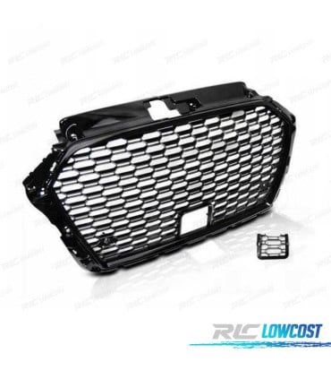 PARRILLA AUDI A3 8V 16-19 PDC LOOK RS3 NEGRO BRILLO