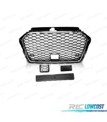 PARRILLA AUDI A3 8V 16-19 LOOK RS3 NEGRO CROMO ABS
