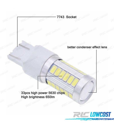 BOMBILLA LED T20 BLANCA 33 LED SMS CANBUS