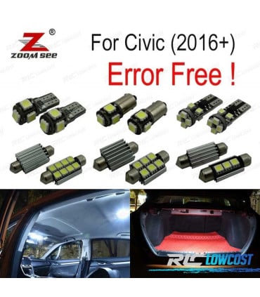 KIT 9 BOMBILLAS LED INTERIOR PARA HONDA CIVIC 10TH GEN 2016 +