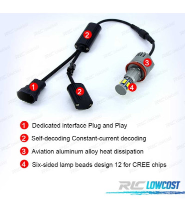 KIT BOMBILLAS OJOS ANGEL LED 120W BMW E90 E92 X5 E71 X6 E82 E60 E70 2007 2011