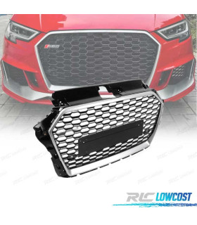 PARRILLA AUDI A3 8V 17-19 LOOK RS3 NEGRO PLATA