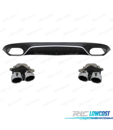 DIFUSOR MERCEDES CLASE E C238 17-19 LOOK AMG E53 PLATA + COLAS ESCAPE