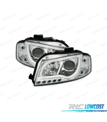 FAROS AUDI A3 8P 03-08 LUZ DIURNA TUBE LIGHT FONDO CROMO