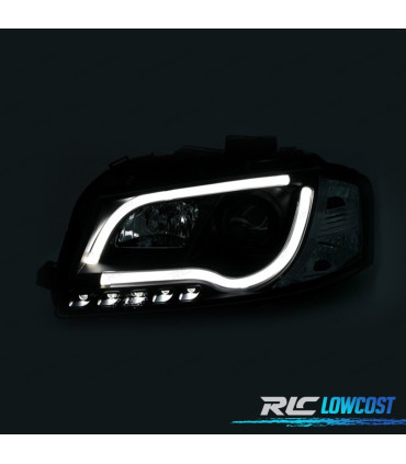 FAROS AUDI A3 8P 03-08 LUZ DIURNA TUBE LIGHT FONDO CROMO
