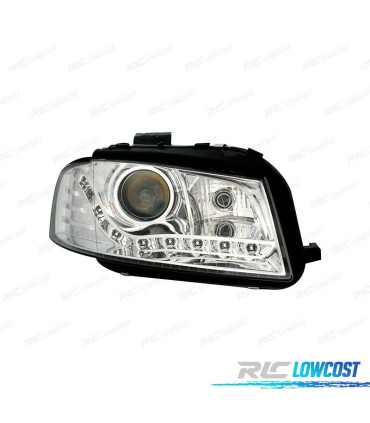 FAROS AUDI A3 8P 03-08 FONDO CROMO LUZ DIURNA LED