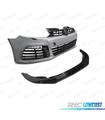 PARAGOLPES DELANTERO VOLKSWAGEN VW GOLF 6 R20 NEGRO BRILLO SRA + SPOILER LIP + LUZ DIURNA