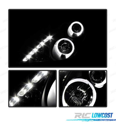 FAROS TOYOTA CELICA 01-07 OJOS DE ANGEL FONDO NEGRO