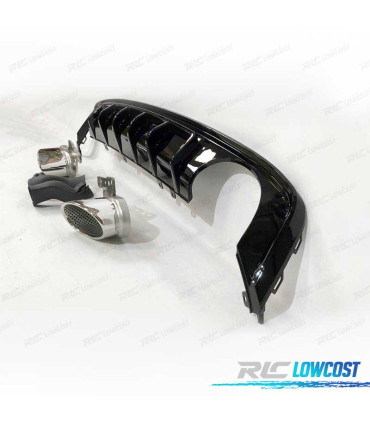 DIFUSOR AUDI A6 C8 SEDAN AVANT 18-22 LOOK RS6  NEGRO BRILLO + COLAS ESCAPE