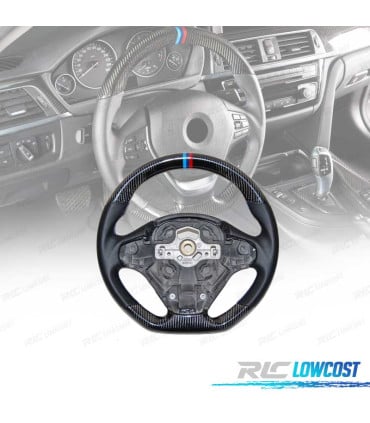 VOLANTE BMW F30 F31 F32 F33 F36 11-20 LOOK M CARBONO + NEGRO