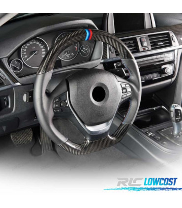 VOLANTE BMW F30 F31 F32 F33 F36 LOOK M CARBONO + NEGRO
