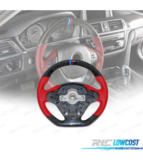 VOLANTE BMW F30 F31 F32 F33 F36 LOOK M CARBONO + ROJO