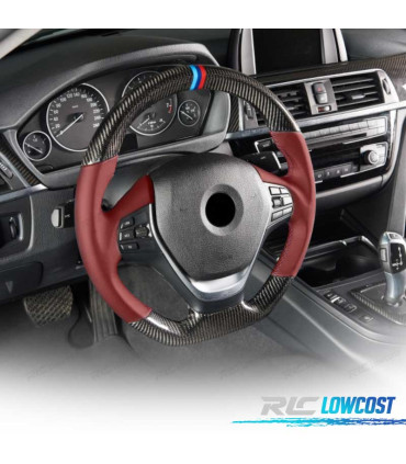 VOLANTE BMW F30 F31 F32 F33 F36 LOOK M CARBONO + ROJO